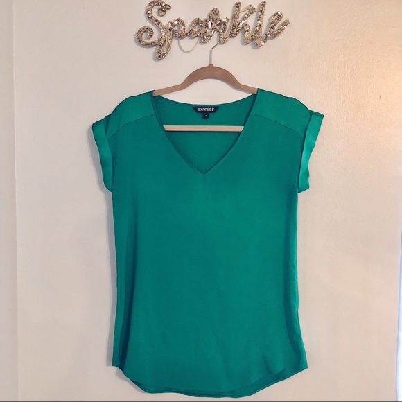 Express Tops - Emerald Green Express Satin Top